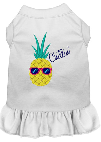 Pineapple Chillin Embroidered Dog Dress White 4x (22)