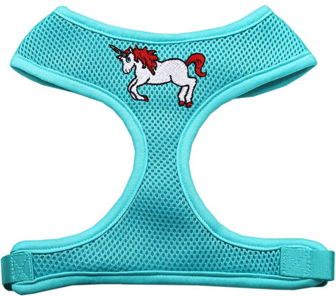 Unicorn Embroidered Soft Mesh Harness Aqua Extra Large