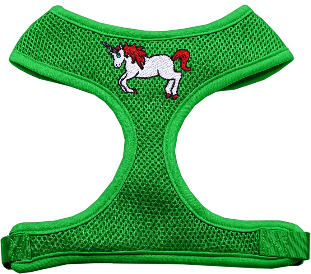 Unicorn Embroidered Soft Mesh Harness Emerald Green Large