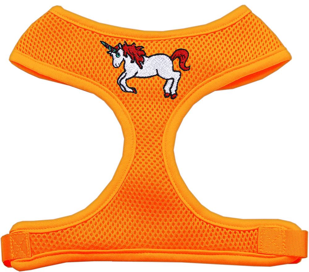 Unicorn Embroidered Soft Mesh Harness Orange Small