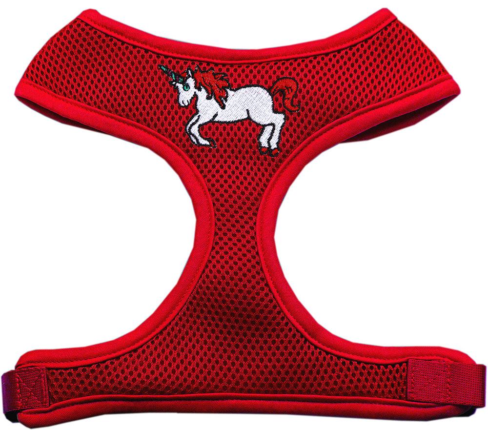 Unicorn Embroidered Soft Mesh Harness Red Large