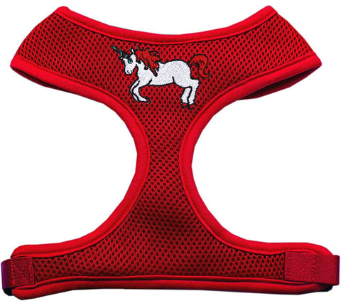 Unicorn Embroidered Soft Mesh Harness Red Small