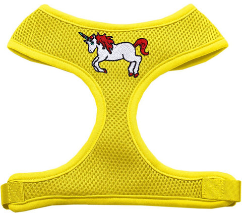 Unicorn Embroidered Soft Mesh Harness Yellow Extra Large