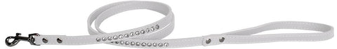 Clear Jewel Pet Leash 1-2" Wide X 4' Long White