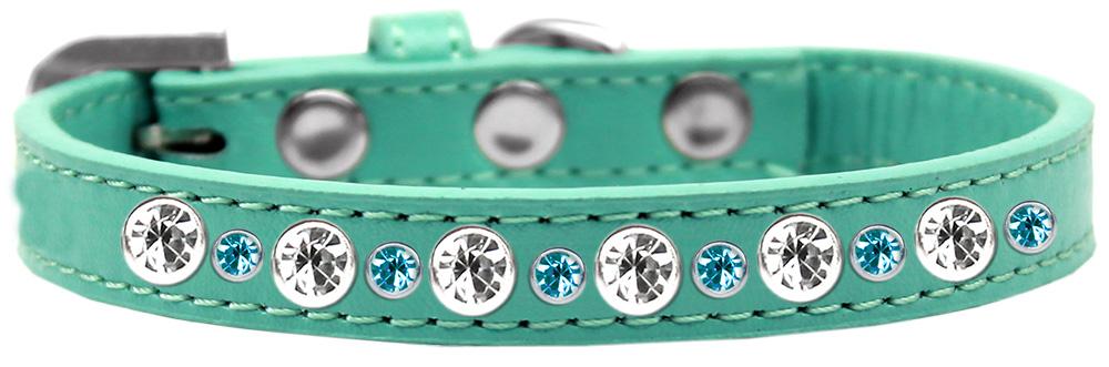 Posh Jeweled Dog Collar Aqua Size 10