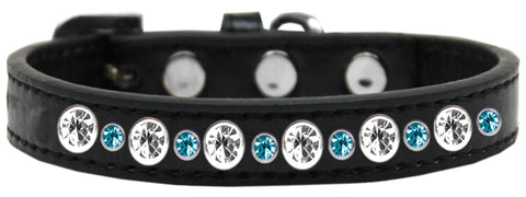 Posh Jeweled Dog Collar Black With Aqua Size 10