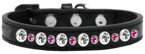 Posh Jeweled Dog Collar Black With Bright Pink Size 10