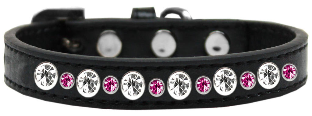 Posh Jeweled Dog Collar Black With Bright Pink Size 16