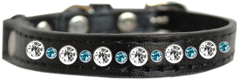 Posh Jeweled Cat Collar Black With Aqua Size 12