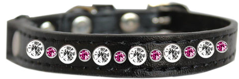 Posh Jeweled Cat Collar Black With Bright Pink Size 10