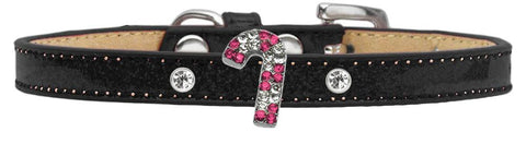 Holiday Charm Dog Collar Black Ice Cream Size 14 Pink Candy Cane