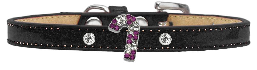Holiday Charm Dog Collar Black Ice Cream Size 8 Purple Candy Cane