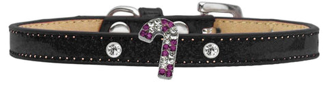 Holiday Charm Dog Collar Black Ice Cream Size 8 Purple Candy Cane