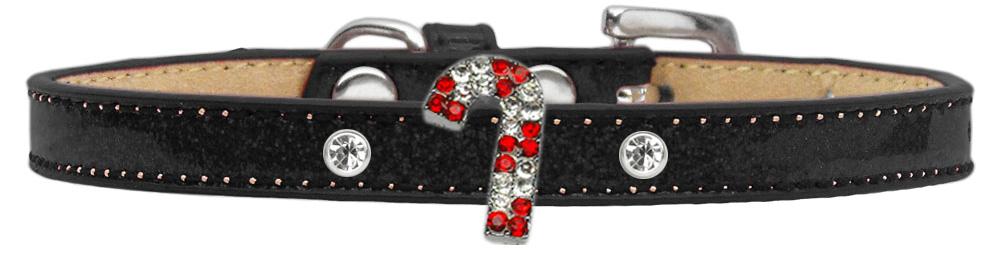 Holiday Charm Dog Collar Black Ice Cream Size 8 Red Candy Cane
