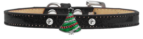 Holiday Charm Dog Collar Black Ice Cream Size 8 Christmas Tree