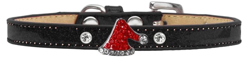 Holiday Charm Dog Collar Black Ice Cream Size 12 Santa Hat