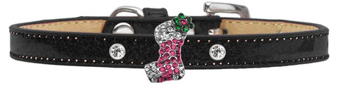 Holiday Charm Dog Collar Black Ice Cream Size 10 Pink Stocking