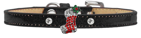 Holiday Charm Dog Collar Black Ice Cream Size 10 Red Stocking