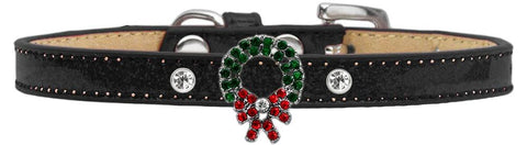 Holiday Charm Dog Collar Black Ice Cream Size 12 Wreath