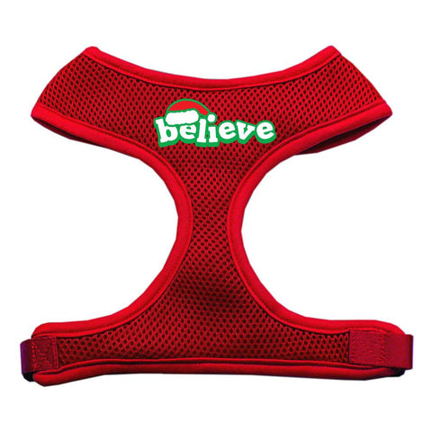 Believe Screen Print Soft Mesh Harnesses  Red Small