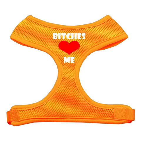 Bitches Love Me Soft Mesh Harnesses Orange Medium