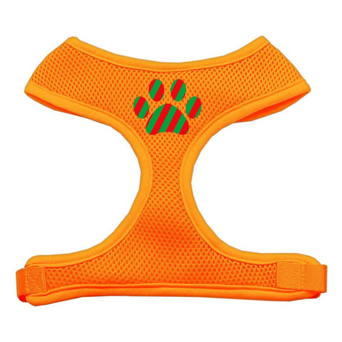 Christmas Paw Screen Print Soft Mesh Harness Orange Large