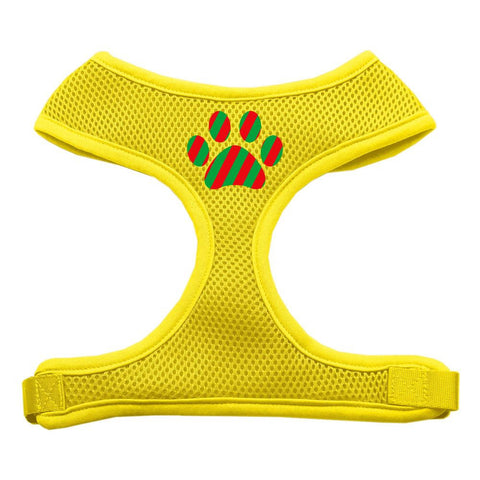 Christmas Paw Screen Print Soft Mesh Harness Yellow Large