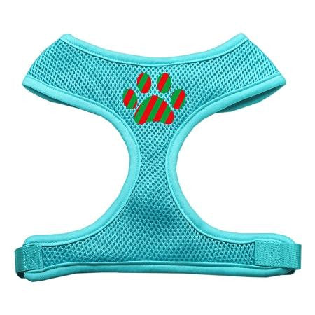 Christmas Paw Screen Print Soft Mesh Harness Aqua Medium