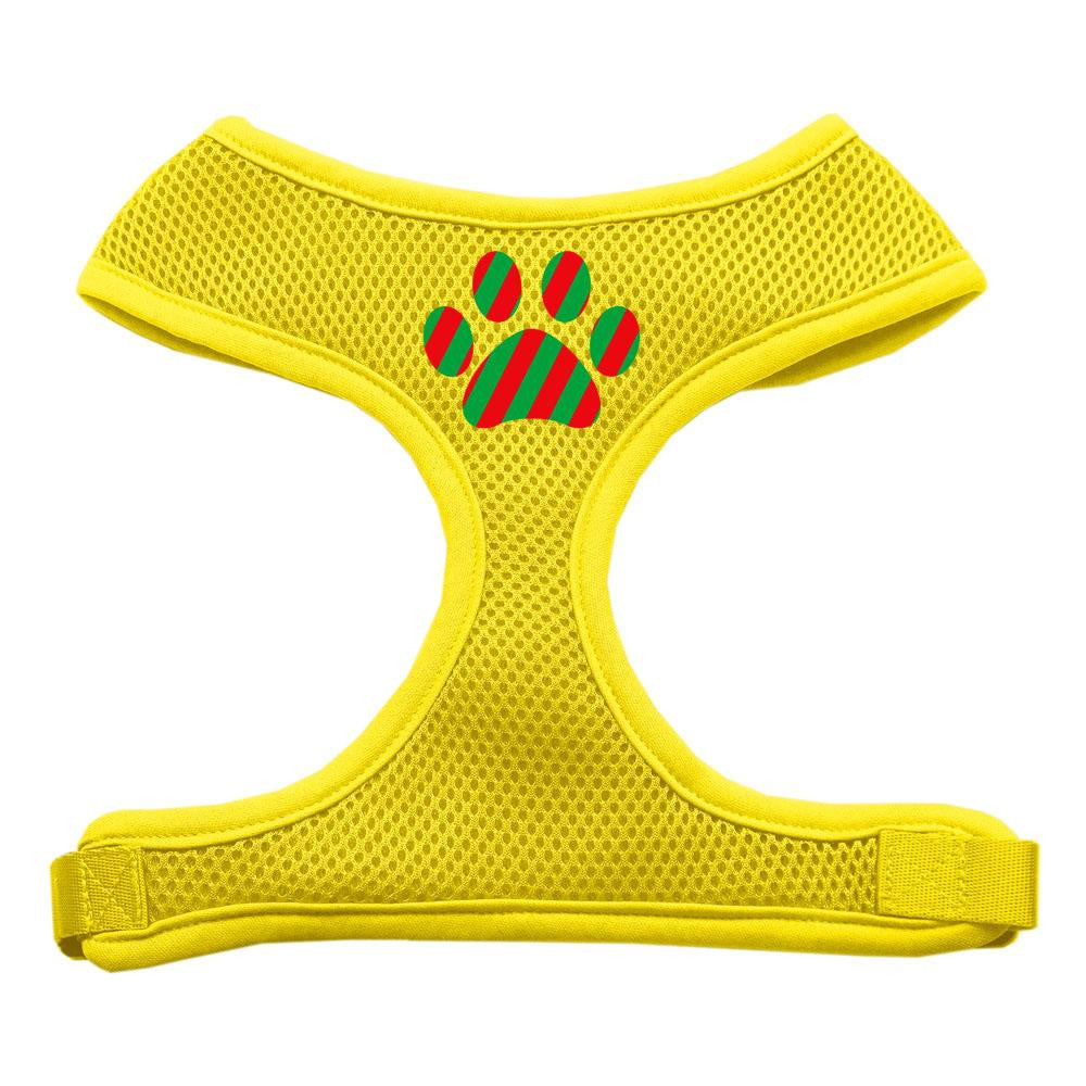 Christmas Paw Screen Print Soft Mesh Harness Yellow Medium