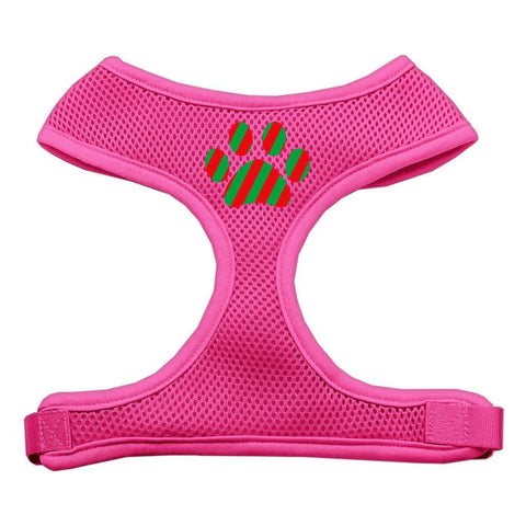 Christmas Paw Screen Print Soft Mesh Harness Pink Extra Large