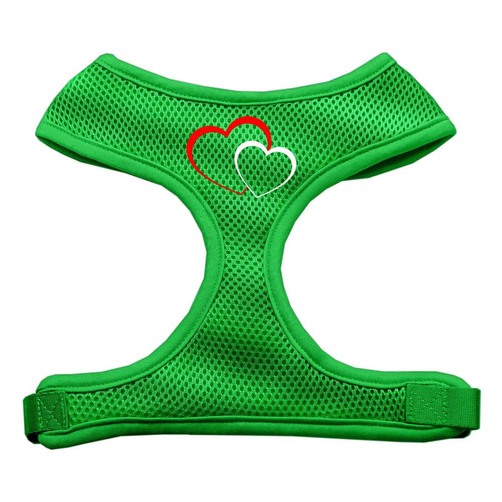 Double Heart Design Soft Mesh Harnesses Emerald Green Large