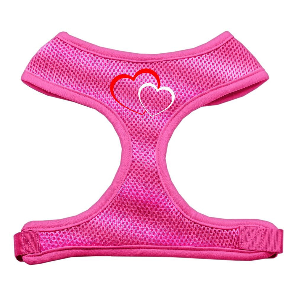 Double Heart Design Soft Mesh Harnesses Pink Large