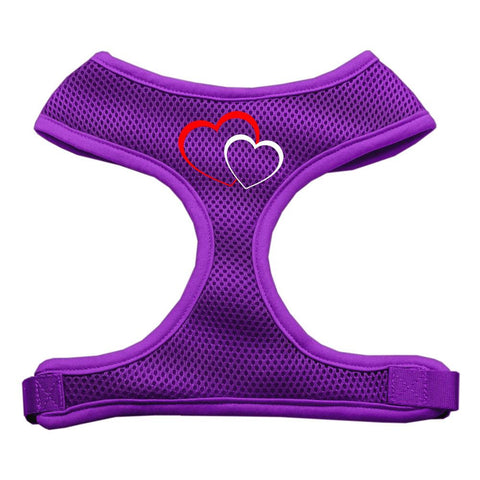 Double Heart Design Soft Mesh Harnesses Purple Large