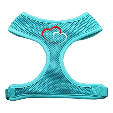 Double Heart Design Soft Mesh Harnesses Aqua Medium