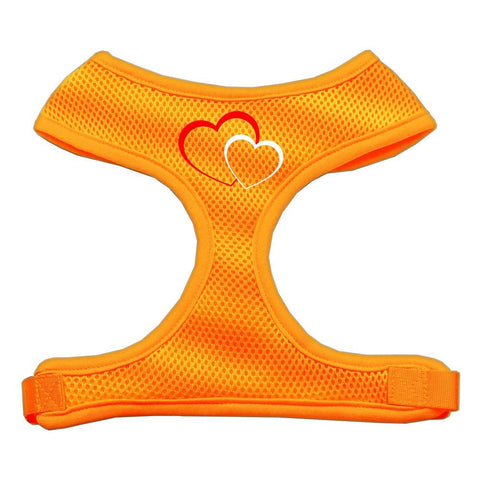 Double Heart Design Soft Mesh Harnesses Orange Small