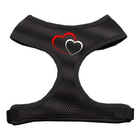 Double Heart Design Soft Mesh Harnesses Black Extra Large