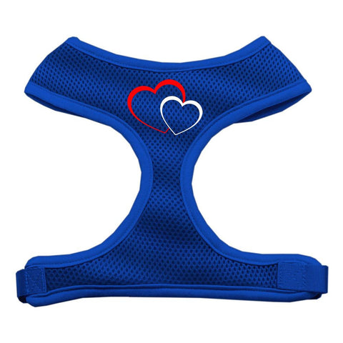 Double Heart Design Soft Mesh Harnesses Blue Extra Large