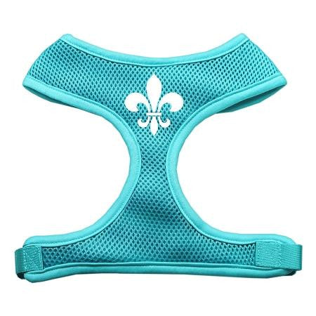 Fleur De Lis Design Soft Mesh Harnesses Aqua Medium