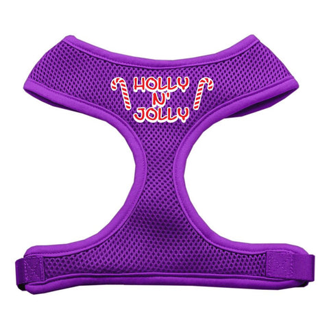 Holly N Jolly Screen Print Soft Mesh Harness  Purple Large