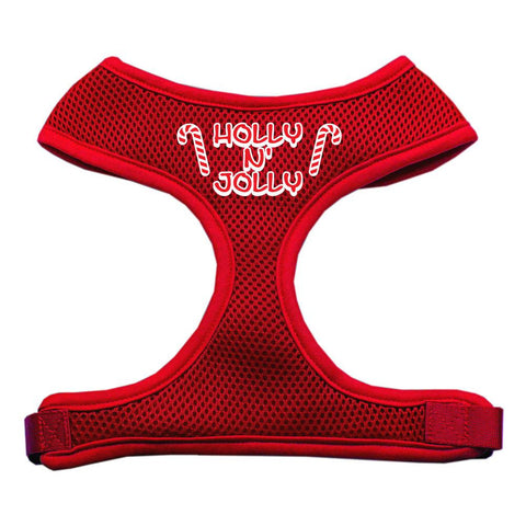 Holly N Jolly Screen Print Soft Mesh Harness  Red Medium