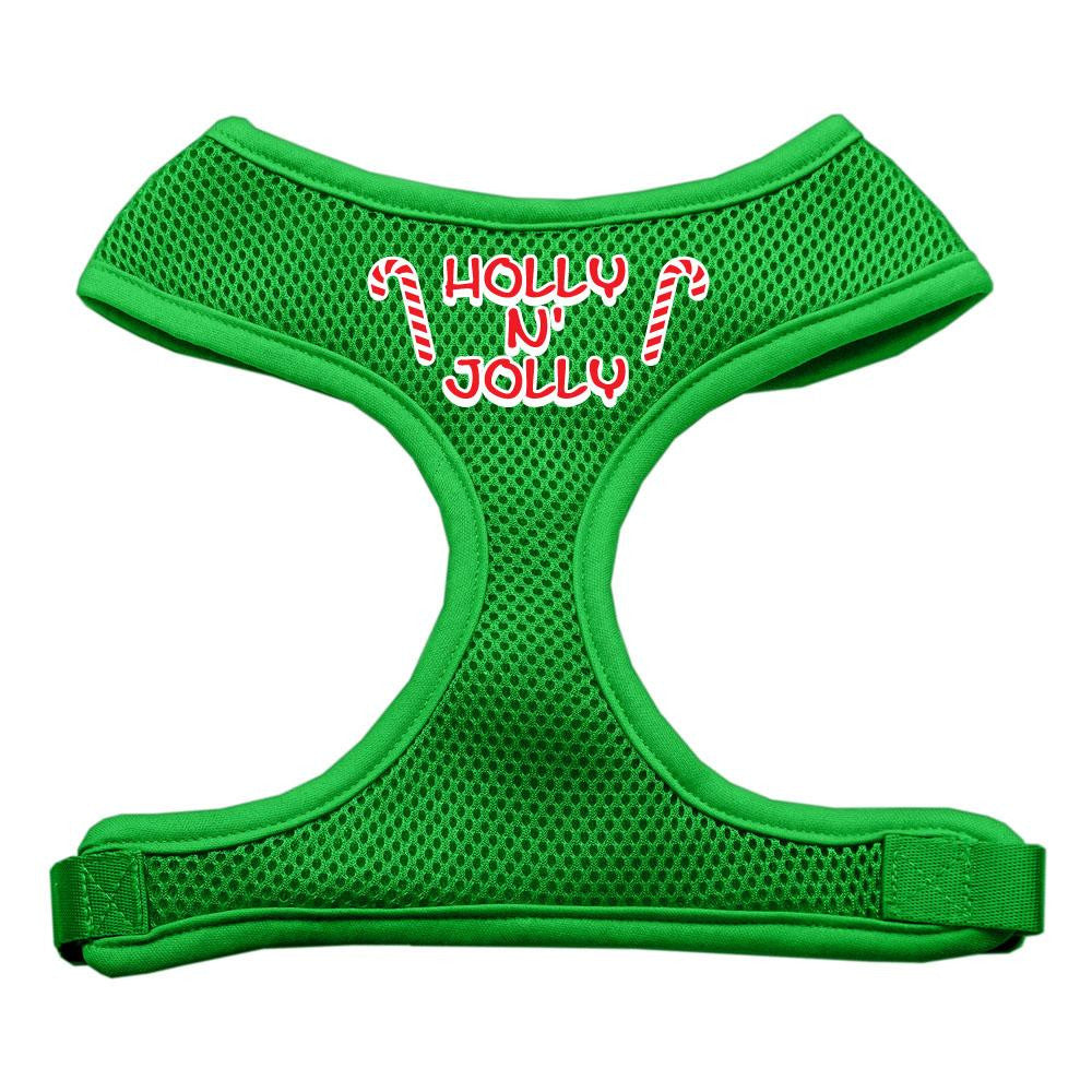 Holly N Jolly Screen Print Soft Mesh Harness  Emerald Green Small