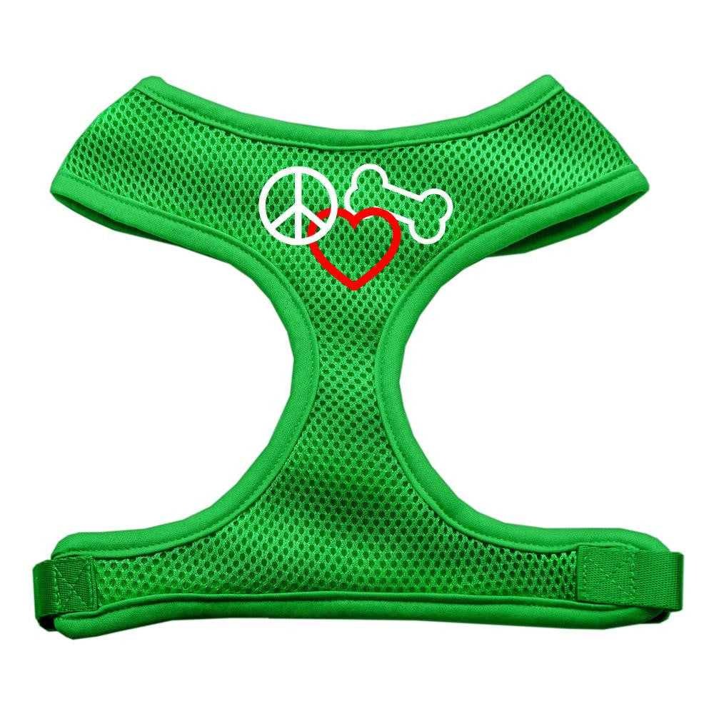 Peace, Love, Bone Design Soft Mesh Harnesses Emerald Green Large