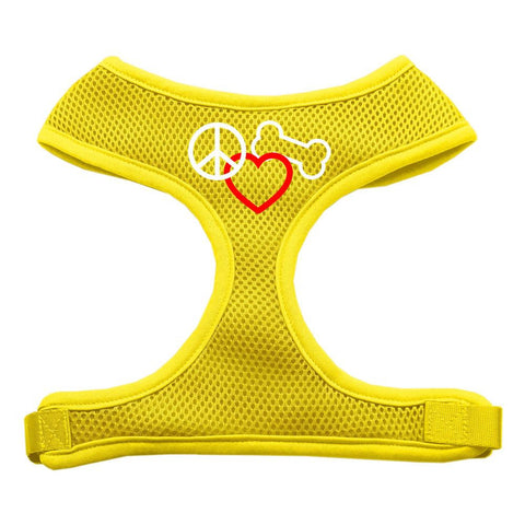 Peace, Love, Bone Design Soft Mesh Harnesses Yellow Large