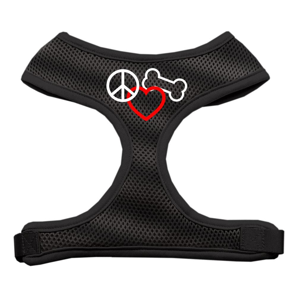 Peace, Love, Bone Design Soft Mesh Harnesses Black Medium