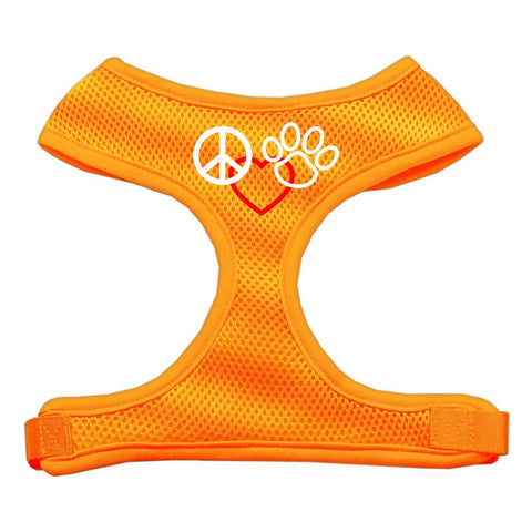 Peace, Love, Paw Design Soft Mesh Harnesses Orange Large