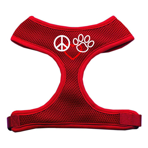 Peace, Love, Paw Design Soft Mesh Harnesses Red Small