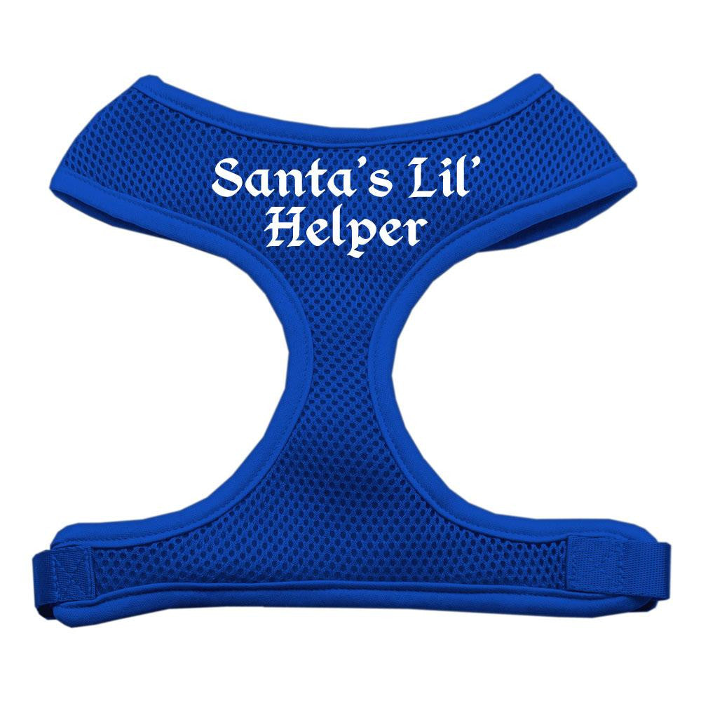 Santa's Lil Helper Screen Print Soft Mesh Harness Blue Large