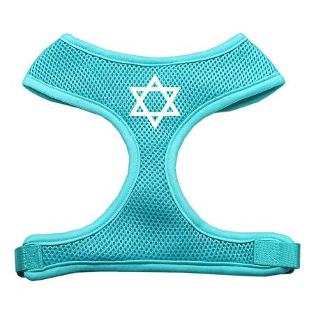 Star of David Screen Print Soft Mesh Harness Aqua Small