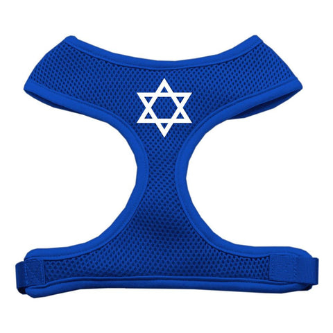 Star of David Screen Print Soft Mesh Harness Blue Extra Large