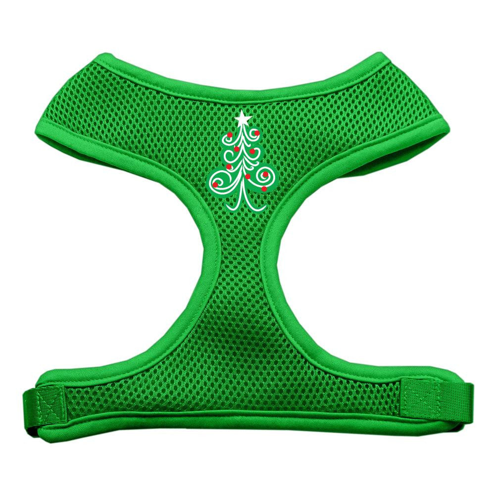 Swirly Christmas Tree Screen Print Soft Mesh Harness Emerald Green Medium